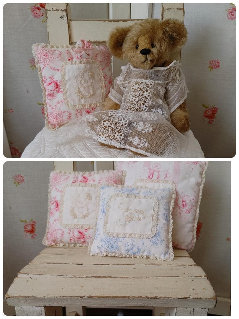 セミアンティーク　チャイルドチェアー＋手作り座布団セット