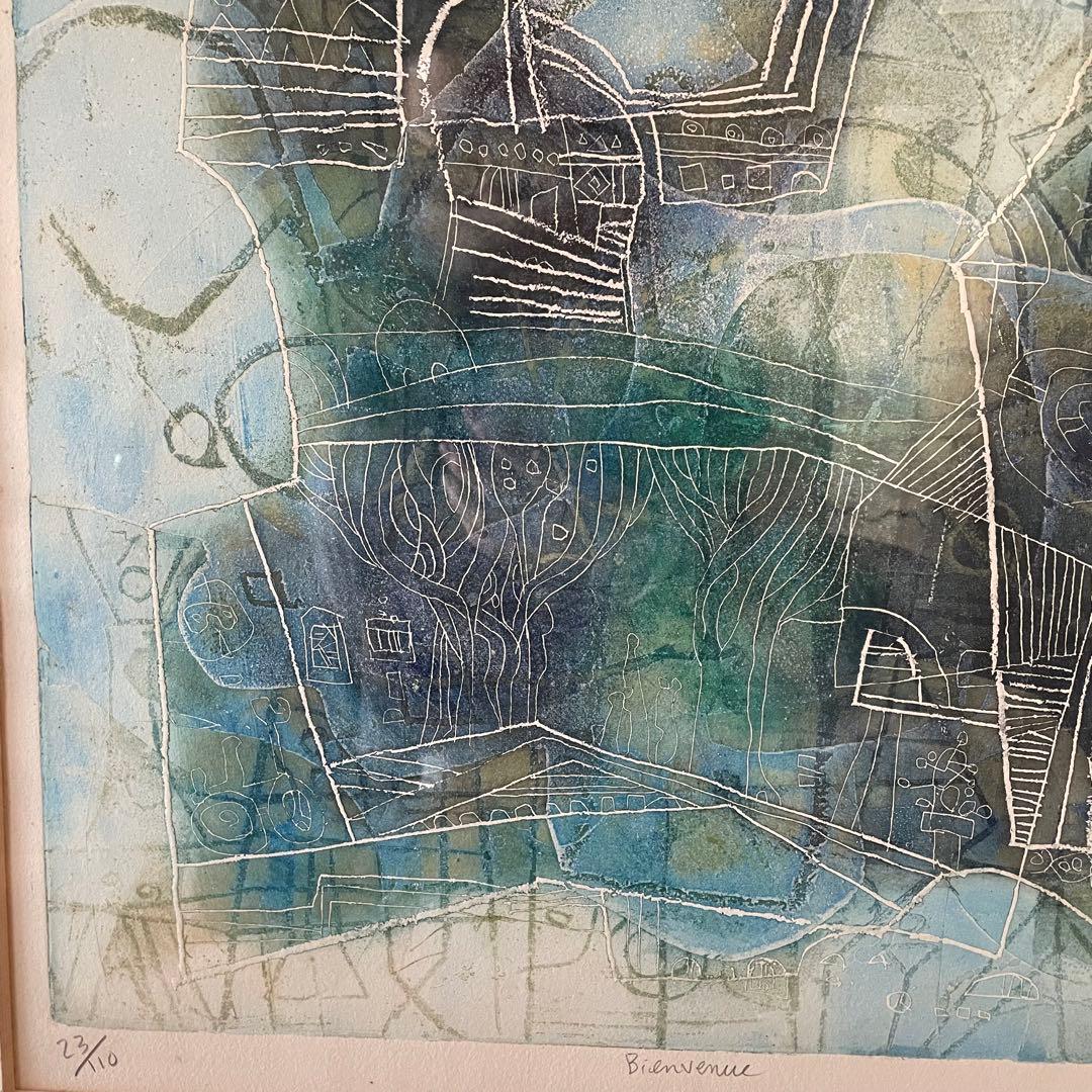 長谷川彰一「Bienvenue」銅版画　本人鉛筆サイン入　額付　25.11.29