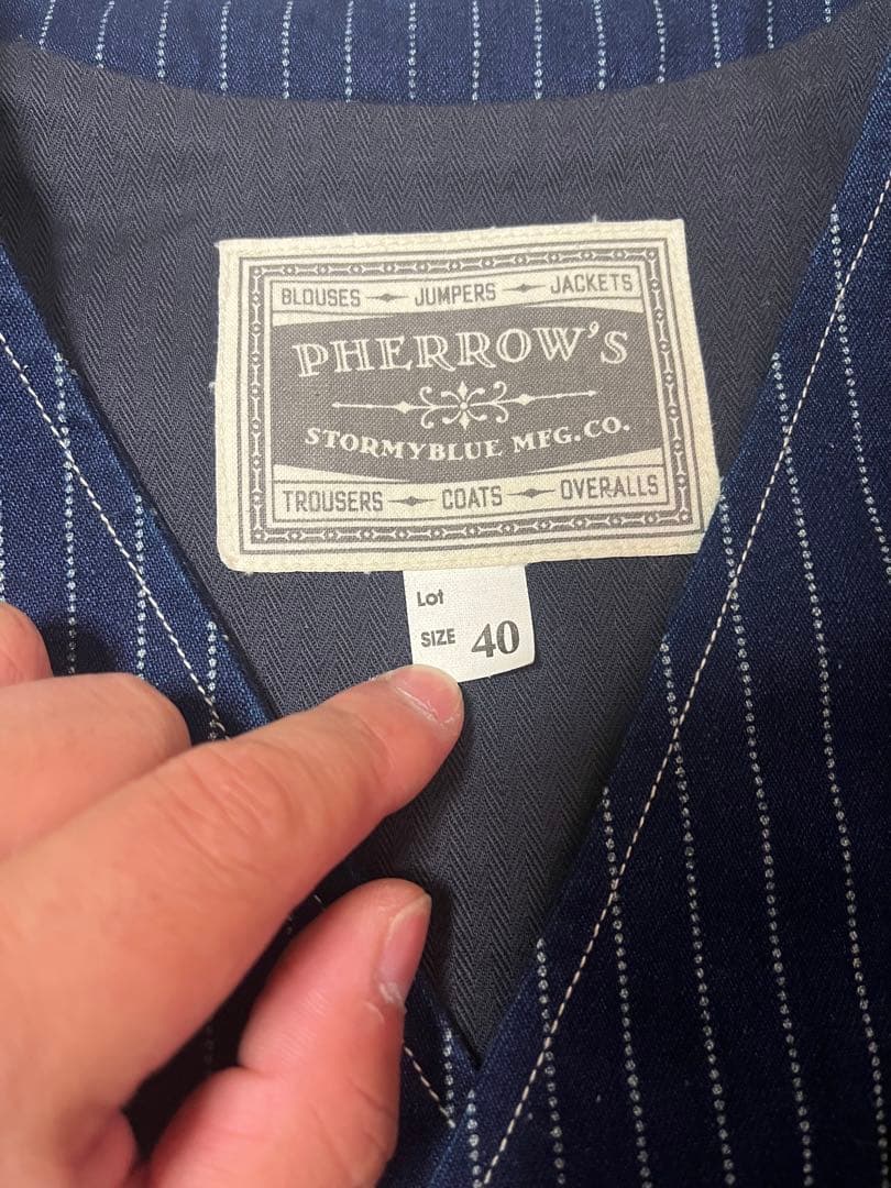 PHERROW'S ストライプ ベスト サイズ40