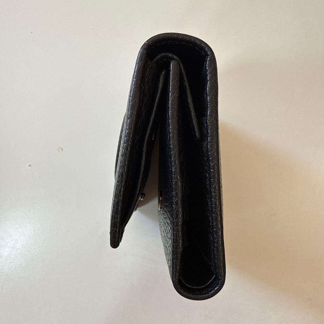 Gucci ブラックレザー 三つ折り財布　黒