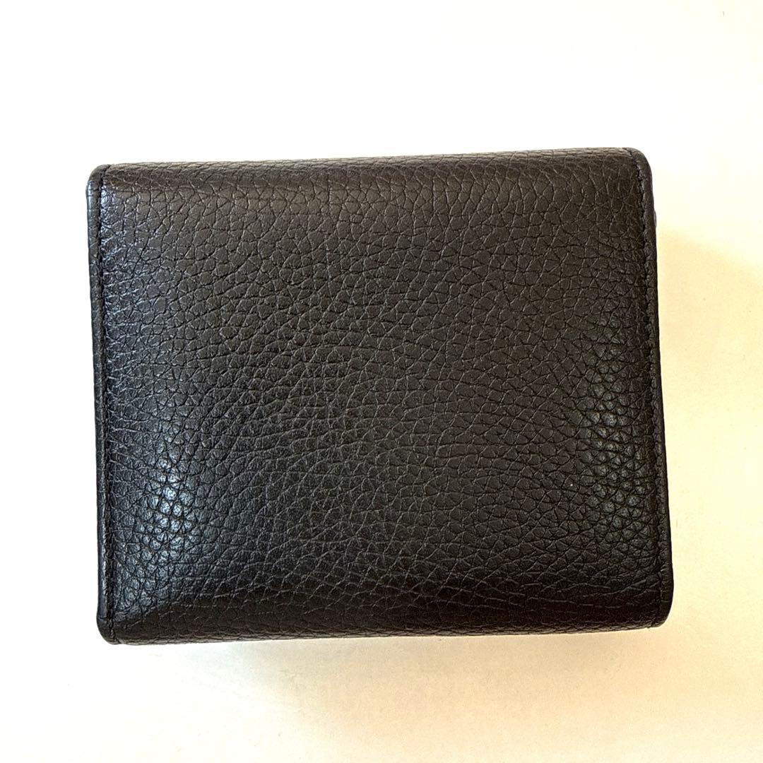 Gucci ブラックレザー 三つ折り財布　黒