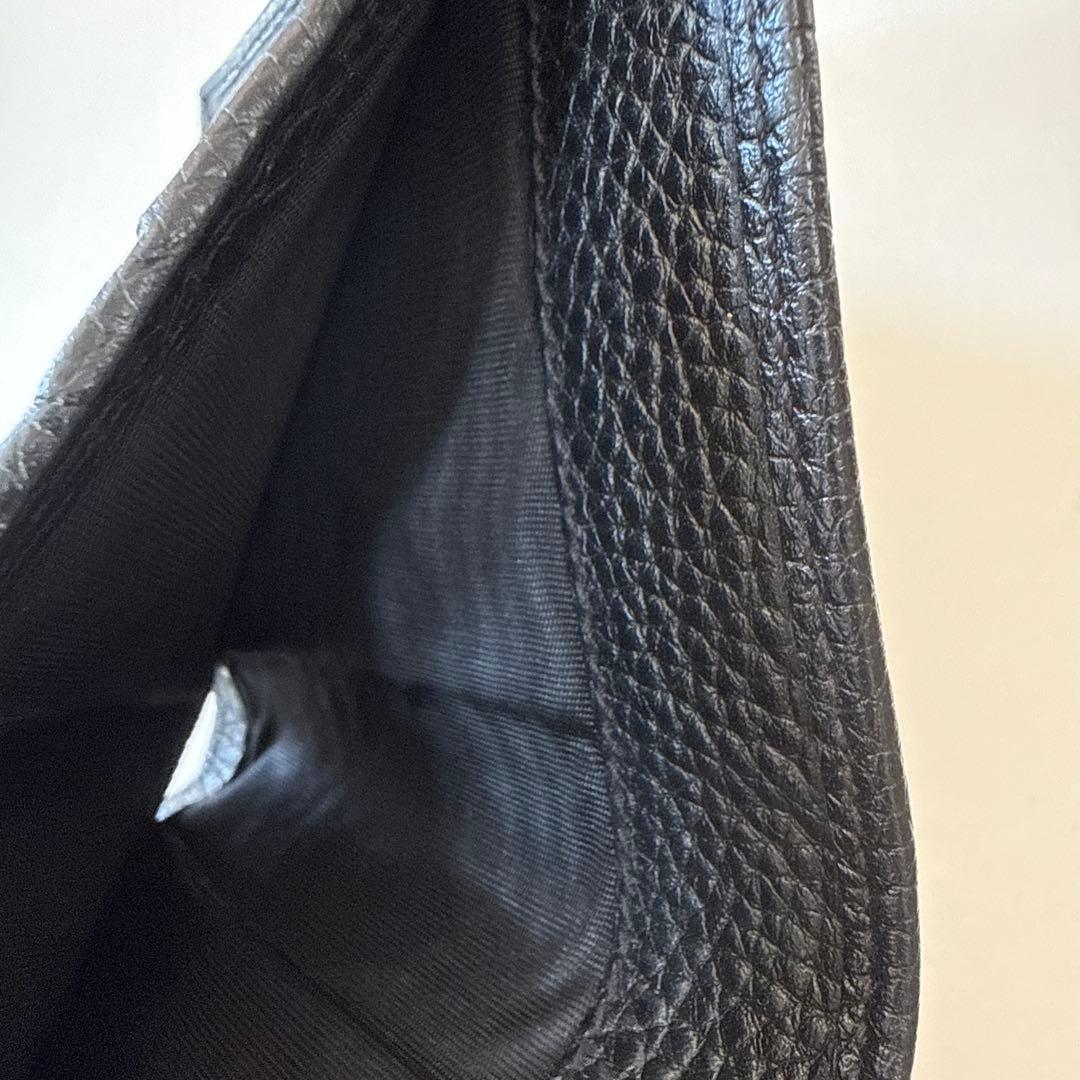 Gucci ブラックレザー 三つ折り財布　黒