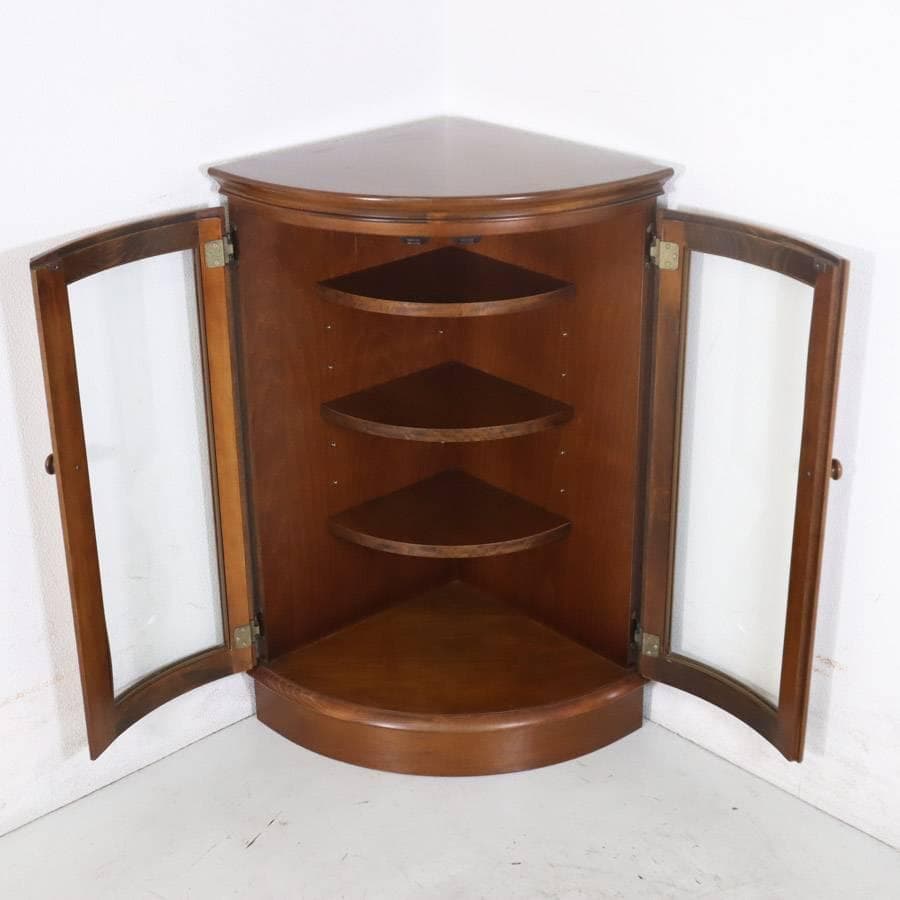 カリモク家具 コーナーキャビネット ガラス扉 棚板3枚付き 高級家具