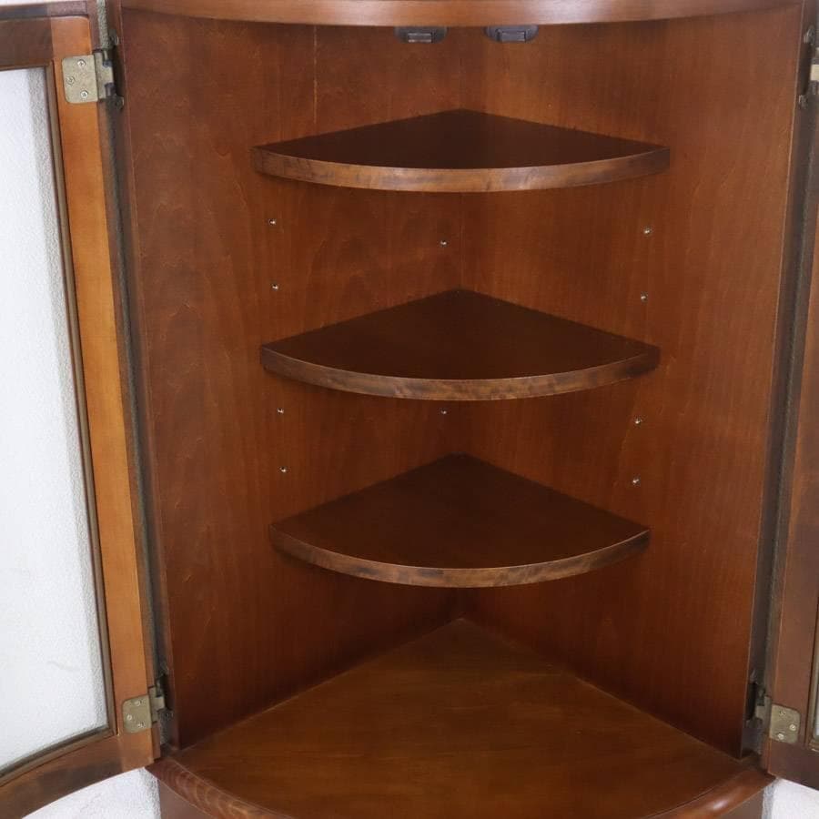 カリモク家具 コーナーキャビネット ガラス扉 棚板3枚付き 高級家具