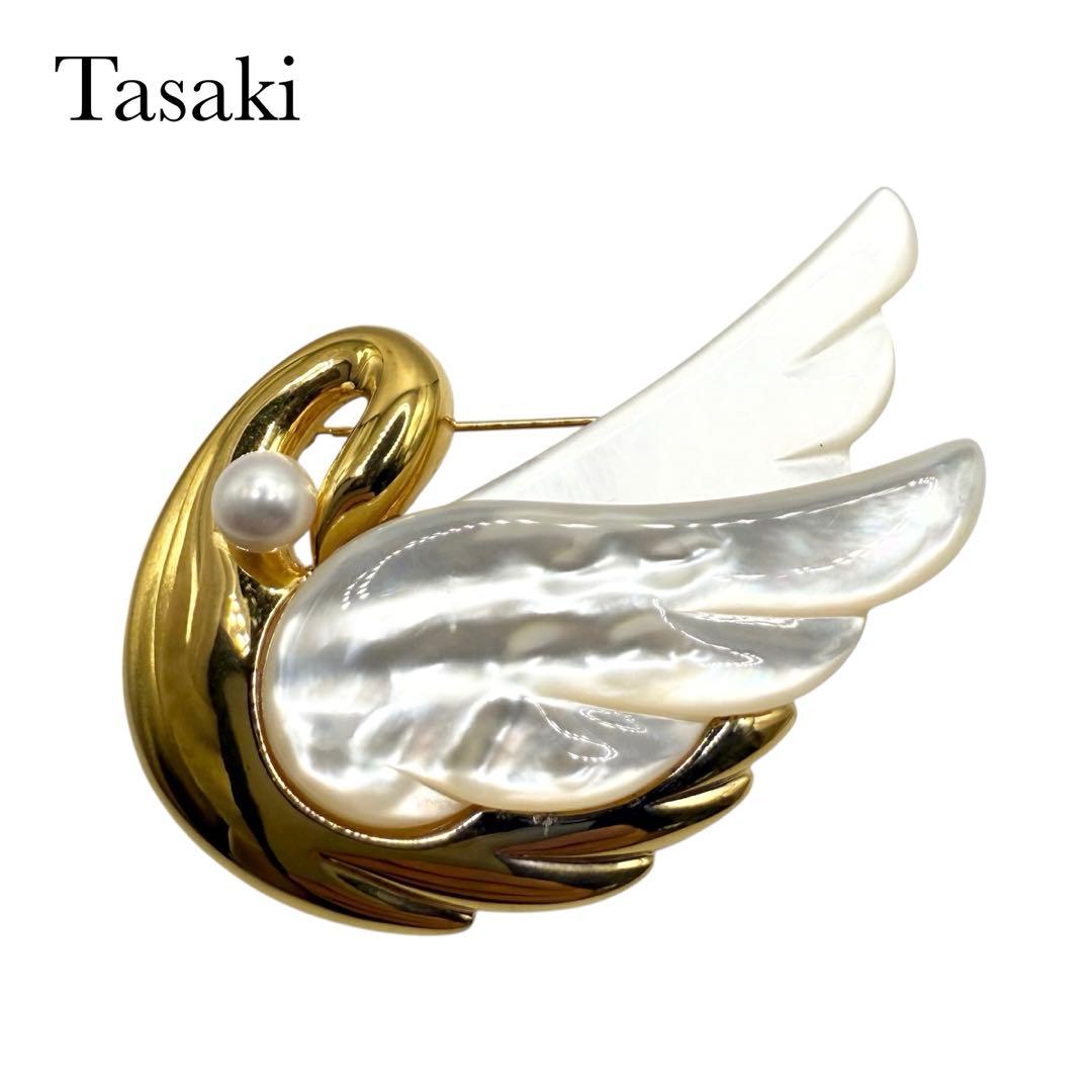 Tasaki 田崎真珠　あこや真珠　パール　スワン　フォーマルブローチ
