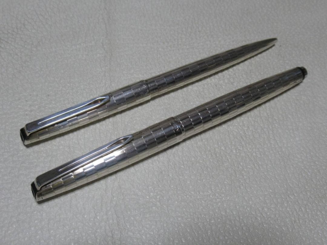 未使用(難あり 1960年イタリア製◆アウロラ 925銀製 万年筆とボールペン