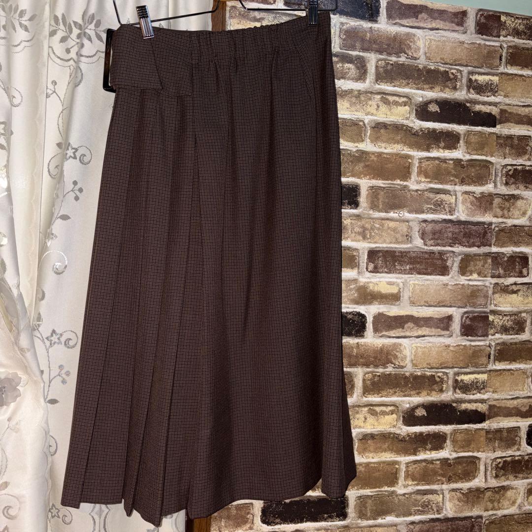 美品 Arpege story サイドプリーツミディスカート チェック Sサイズ