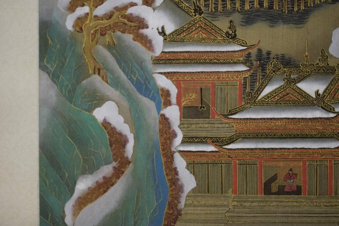 不詳/雲峯雪斎/金碧山水図/布袋屋掛軸HE-89