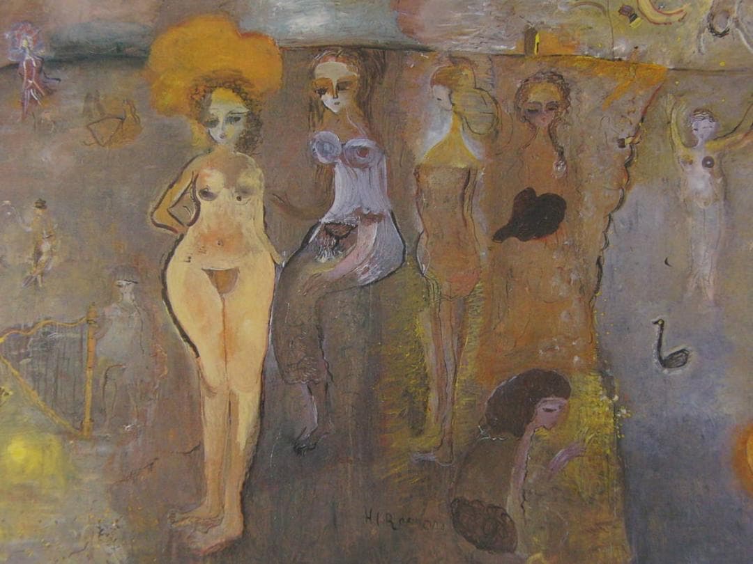 織田廣喜、【水辺の少女たち（フォンテンブロウ）】、希少な額装用画集より