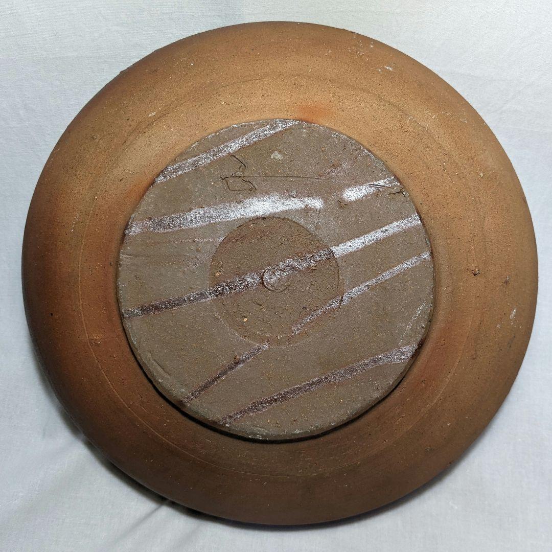 藤原均 備前焼 水盤 直径32cm 花器 フラワーベース 花瓶 緋襷 華道具