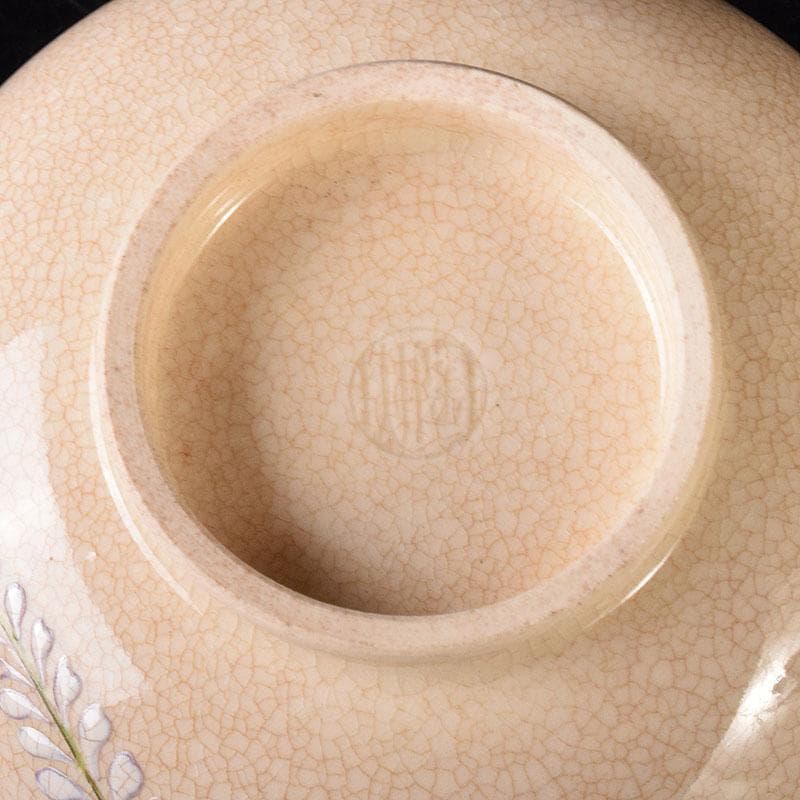 茶道具　京焼　伊東陶山造　色絵　藤模様　茶碗　共布共箱　V　R8118