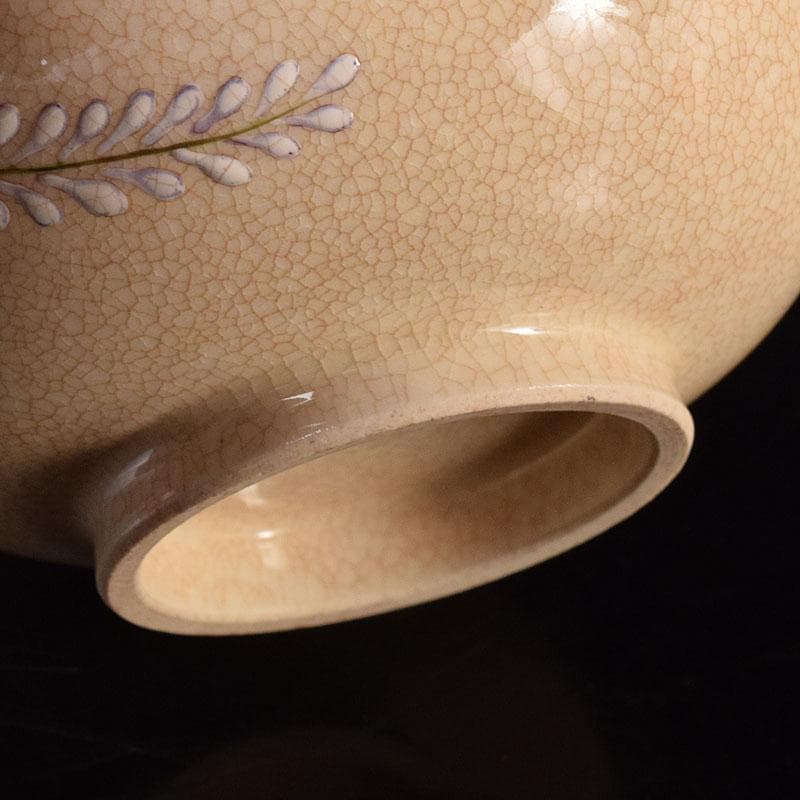 茶道具　京焼　伊東陶山造　色絵　藤模様　茶碗　共布共箱　V　R8118