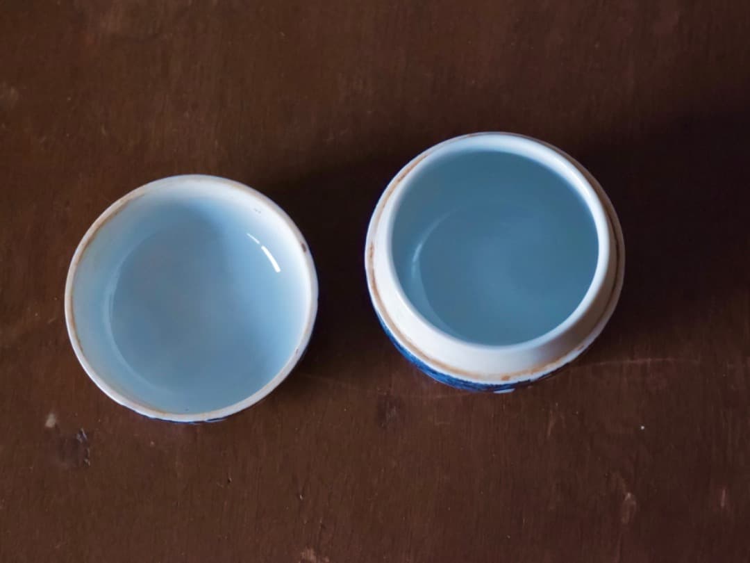 五良大甫　呉祥瑞造　染付　松竹梅　茶器　茶入れ　茶道具　箱付　美術品Q2253