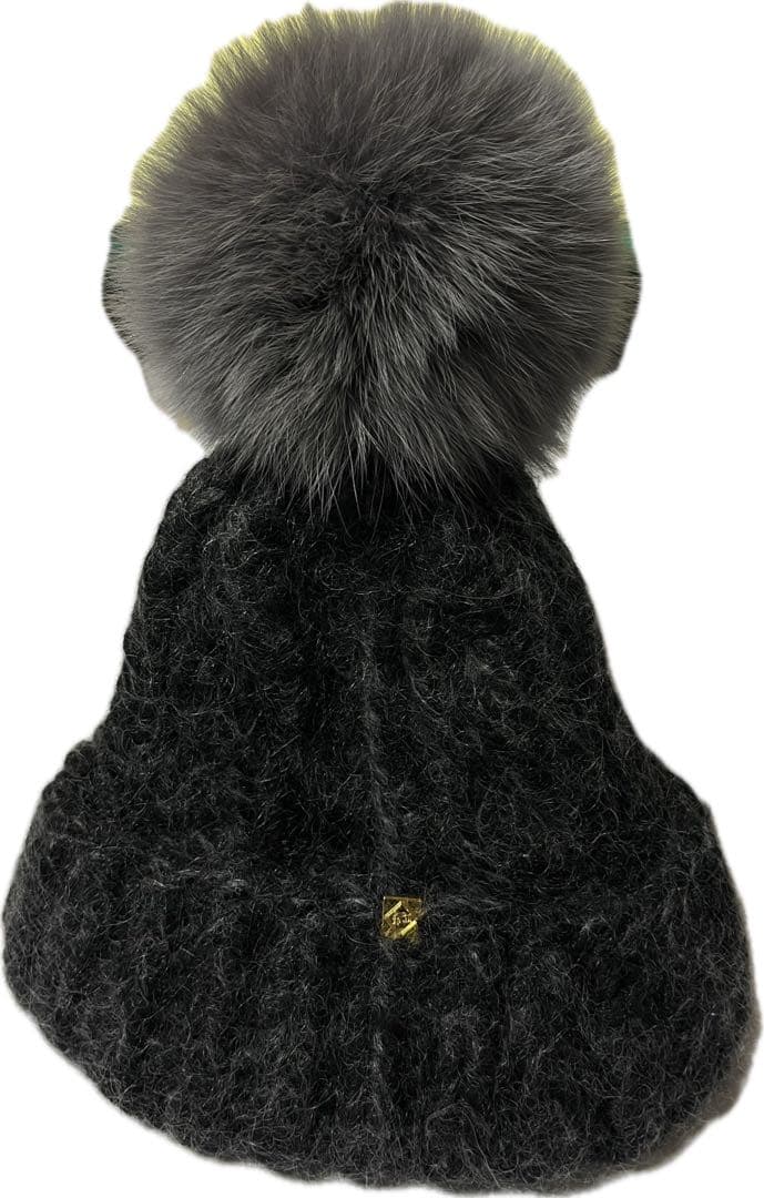 CA4LAカシラ フォックスファー ポンポン ニット帽 モヘア シルク混 日本製