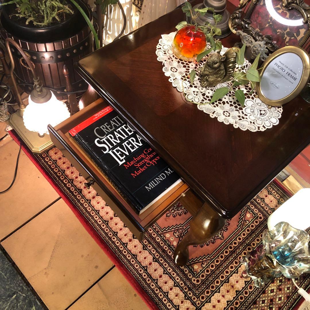 Sale 猫脚　クラシック　コンパクト　アンティーク　テーブル　引き出し付き