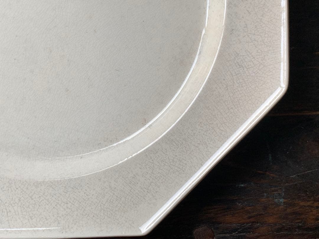 フランス アンティーク オクトゴナルプレート モノグラム