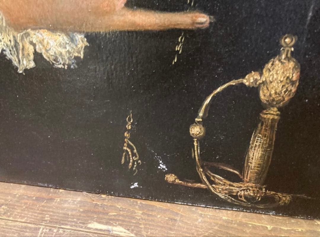 「胸に手を置く騎士」エル・グレコ F25号 大型油彩 アンティーク額縁