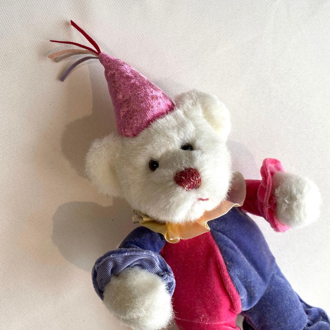 RUSS BERRIE ホワイトベア ピンクパープル ピエロ インポート未使用品