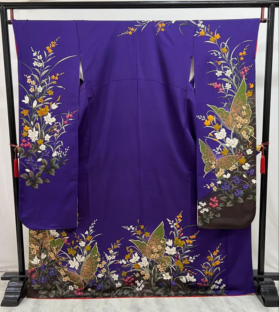 蝶々　振り袖　フルセット　別誂長襦袢　成人式　刺繍　振袖　草花　蝶　703