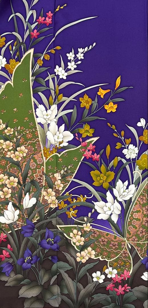 蝶々　振り袖　フルセット　別誂長襦袢　成人式　刺繍　振袖　草花　蝶　703