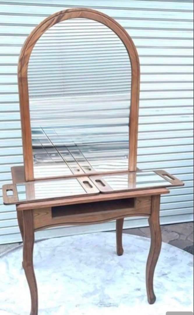 在庫3台　美容室　両面鏡 木製アーチ型ミラー付きドレッサー