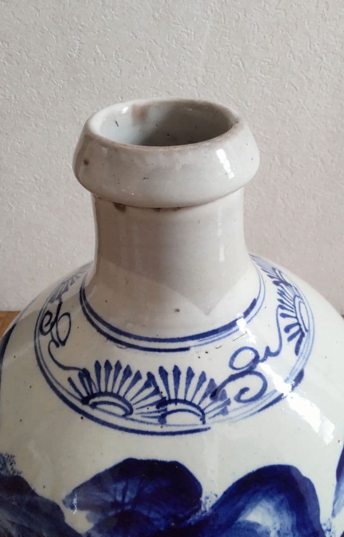 平清水焼　大徳利　山水図