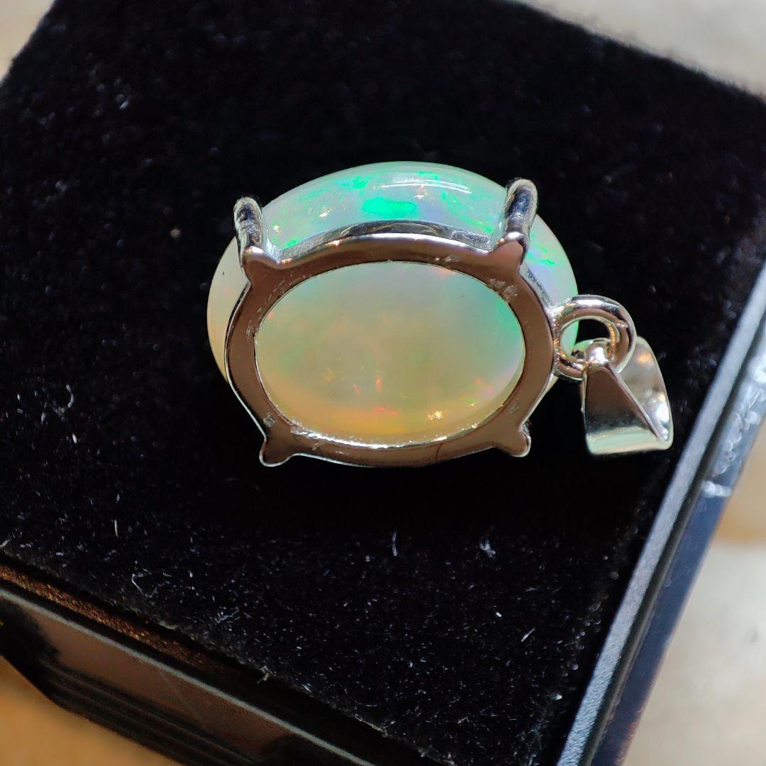 天然石エチオピアオパール　ペンダントトップ　ハンドメイド　Silver 925㉕
