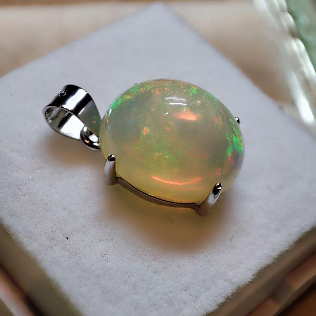 天然石エチオピアオパール　ペンダントトップ　ハンドメイド　Silver 925㉕