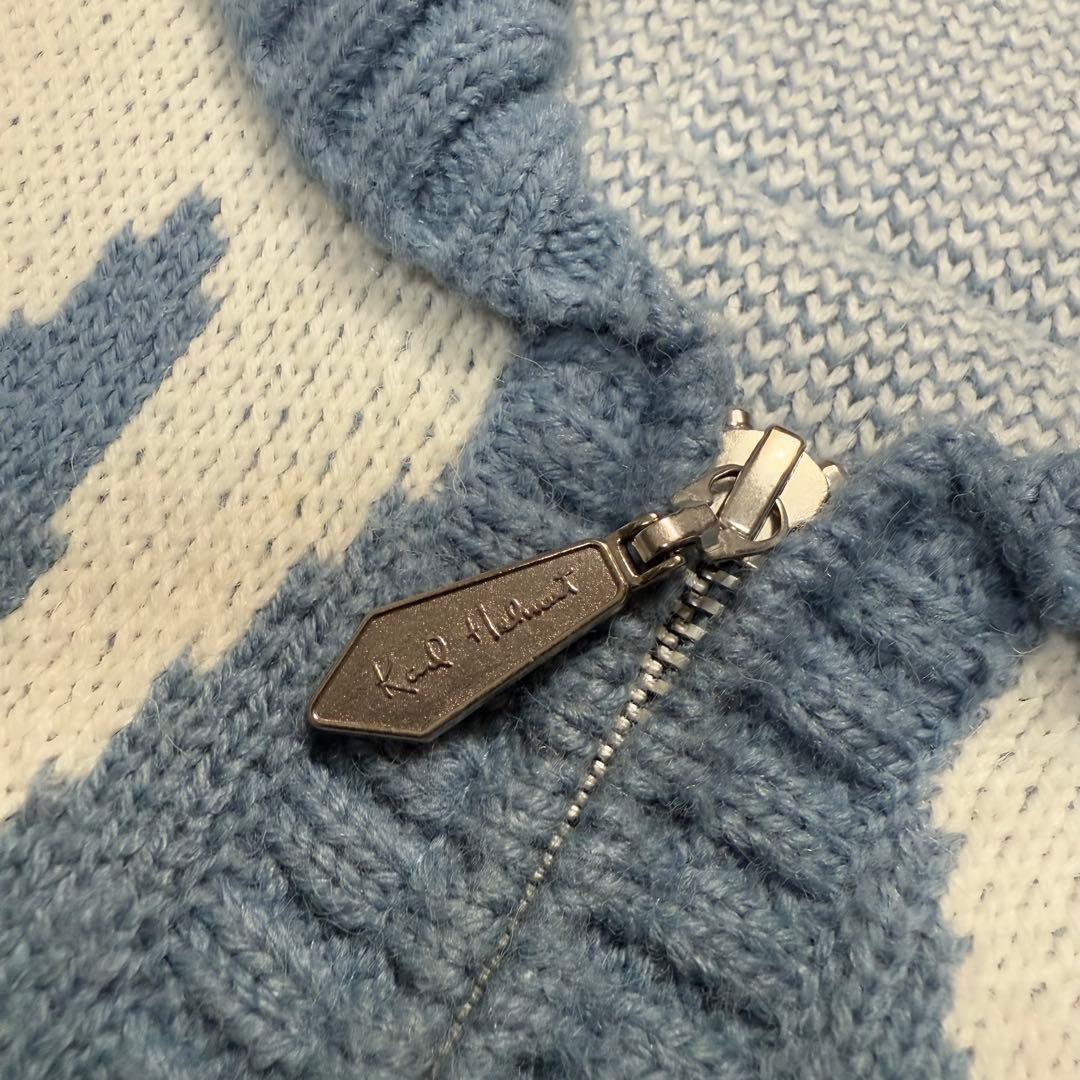 【かわいい】カールヘルム ペンギンワッペン ジップニットブルゾン M相当 ブルー