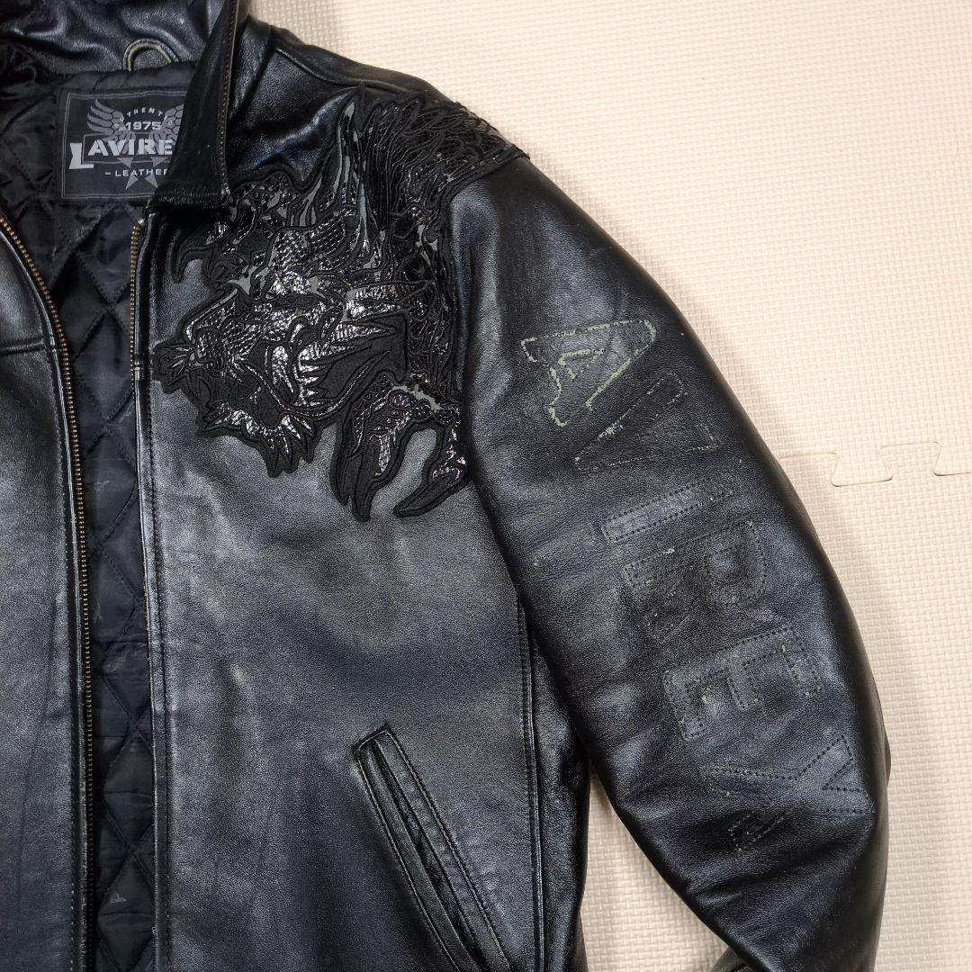AVIREX ブラックレザー シングルライダースジャケットバイカー