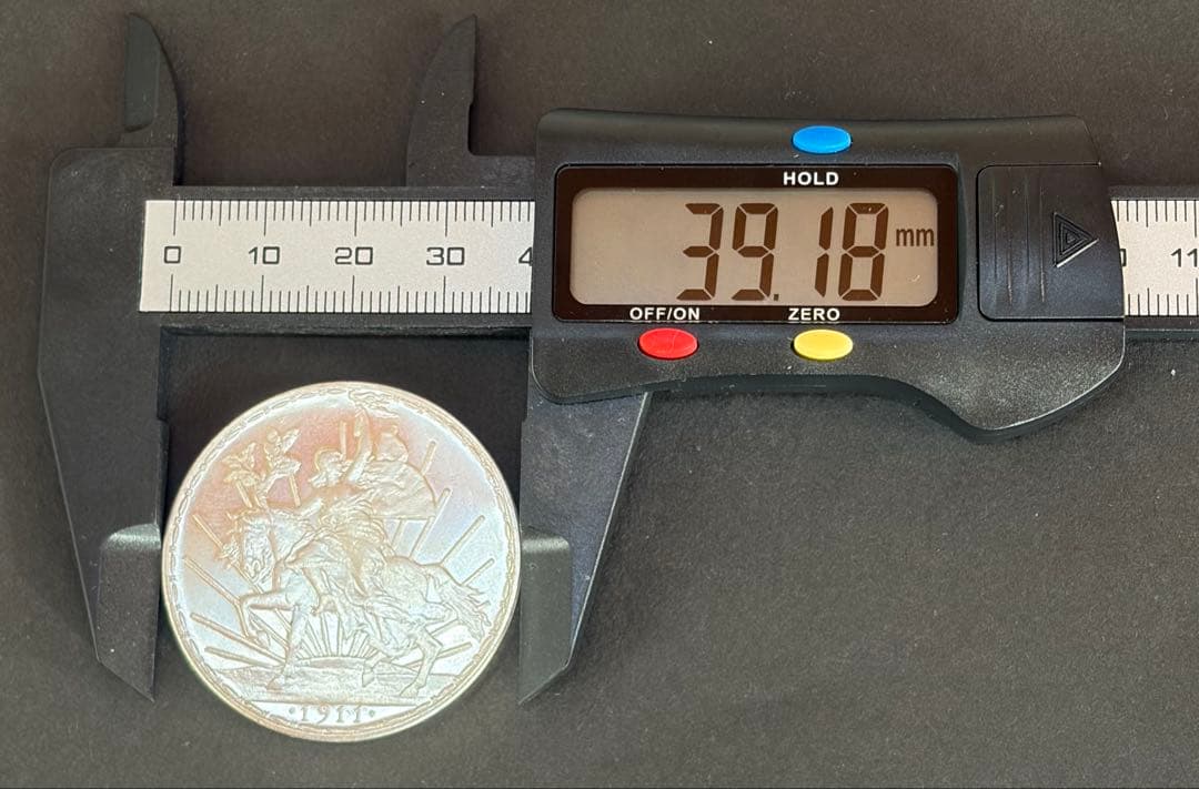 1911年 メキシコ カバリート1ペソ銀貨 26.71g 39.18mm