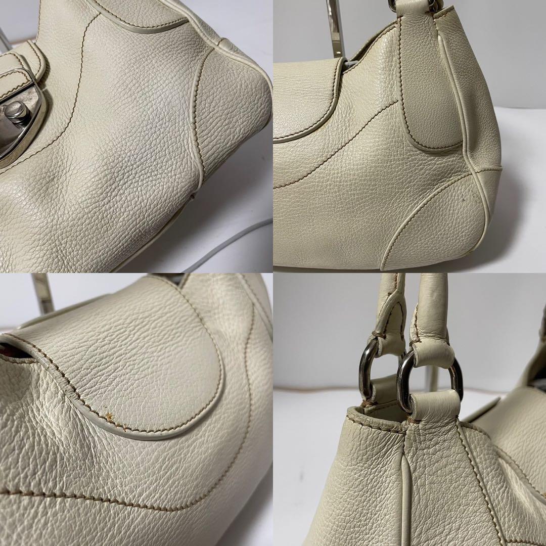 ■美品■ PRADA ハンドバッグ　ワンショルダー アイボリー　レザー