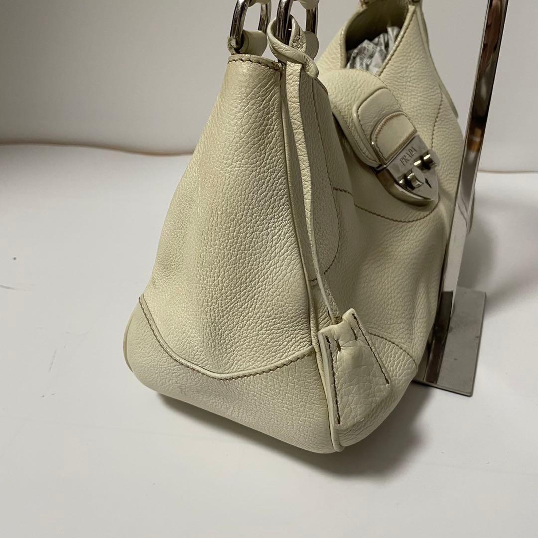 ■美品■ PRADA ハンドバッグ　ワンショルダー アイボリー　レザー