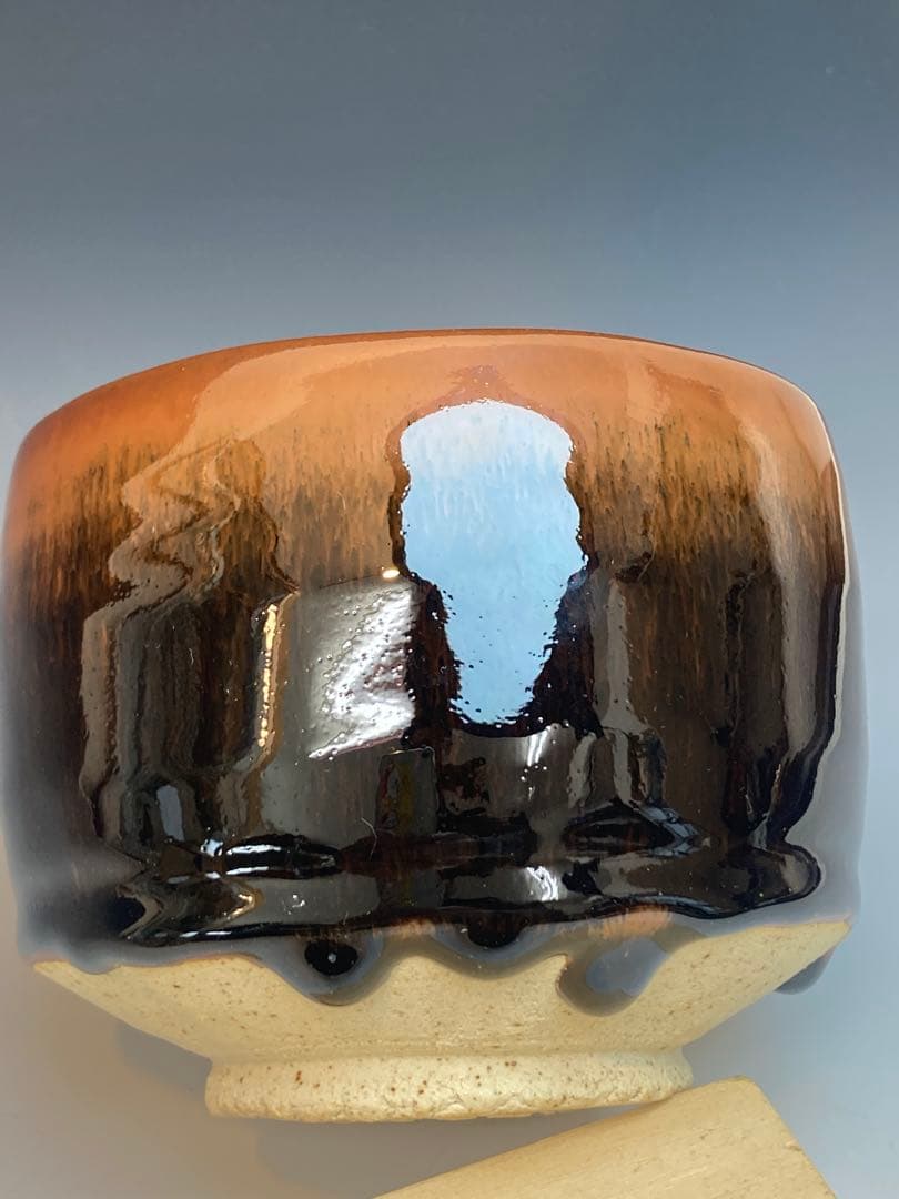 戸松万典 作 鉄釉茶碗 共箱 茶道具 瀬戸焼 美濃