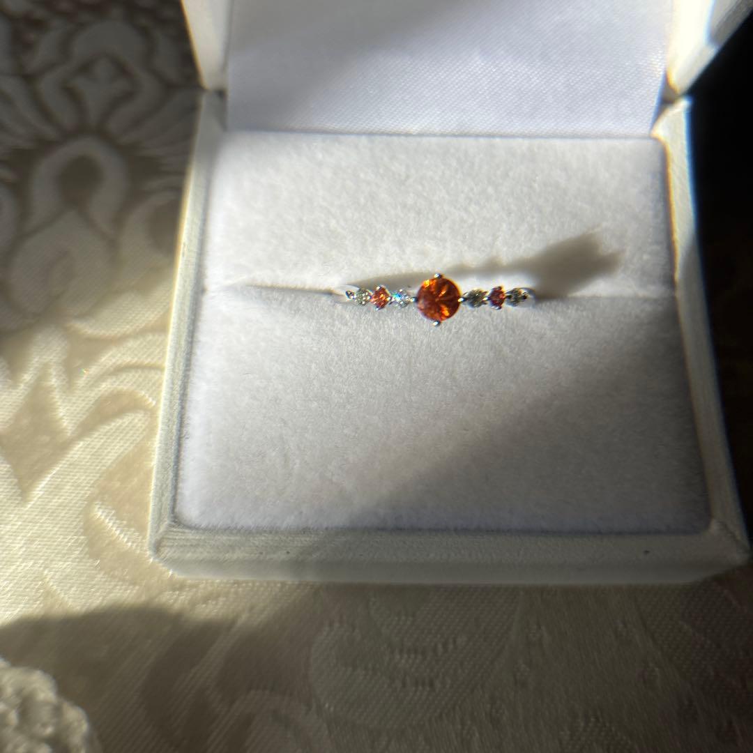 K18WG オレンジサファイア ダイヤモンドリング