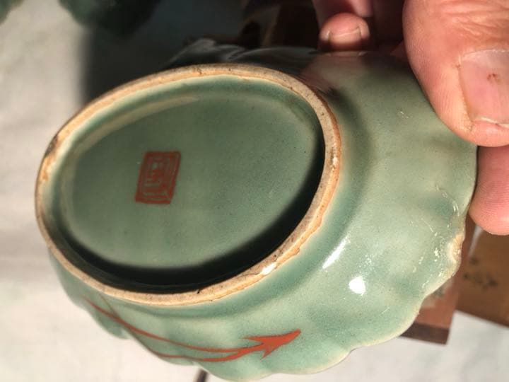 古九谷青磁牡丹形向付五人前 値下げしました