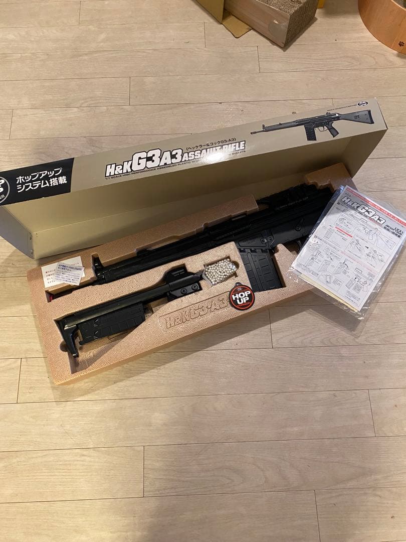 マルイ絶版 エアコキ ホップ付 H&K G3A4 純正マウント付き