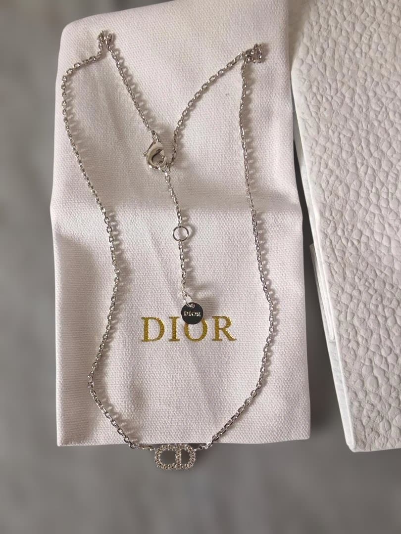 極美品 Dior Clair D Lune クリスタル ネックレス シルバー