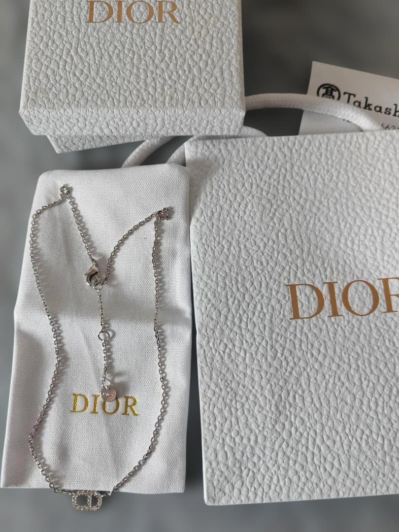 極美品 Dior Clair D Lune クリスタル ネックレス シルバー