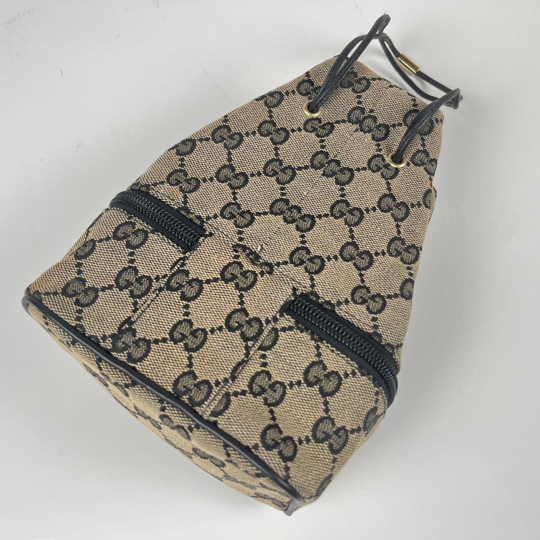 【極美品】GUCCI GGキャンバス プレート バニティポーチ 巾着 ミニバッグ