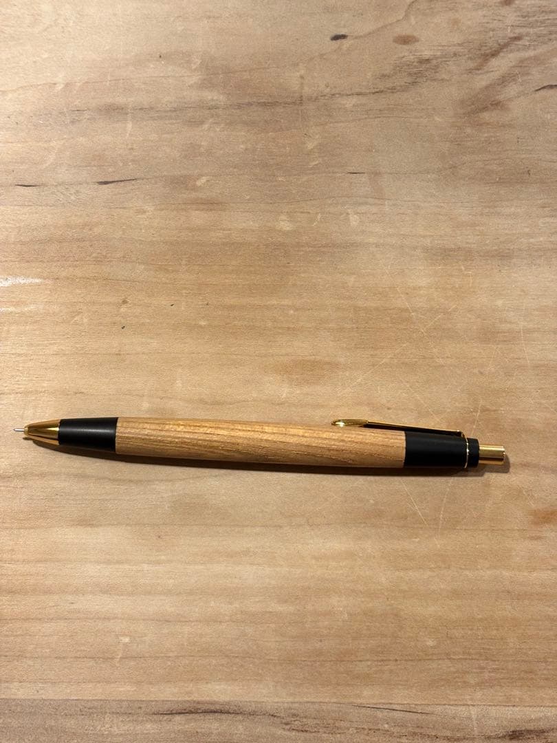 欅ケヤキの杢軸シャープペンシル　野原工芸オイル＆箱＆木ブロックつき　MP