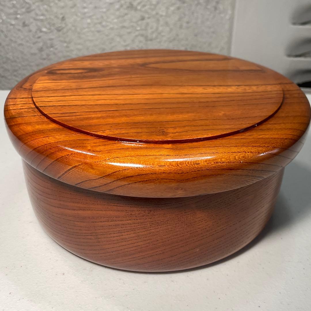 【美品・希少サイズ】小さい茶びつ 7寸｜φ21.5cm｜ 漆器 欅のくり抜き