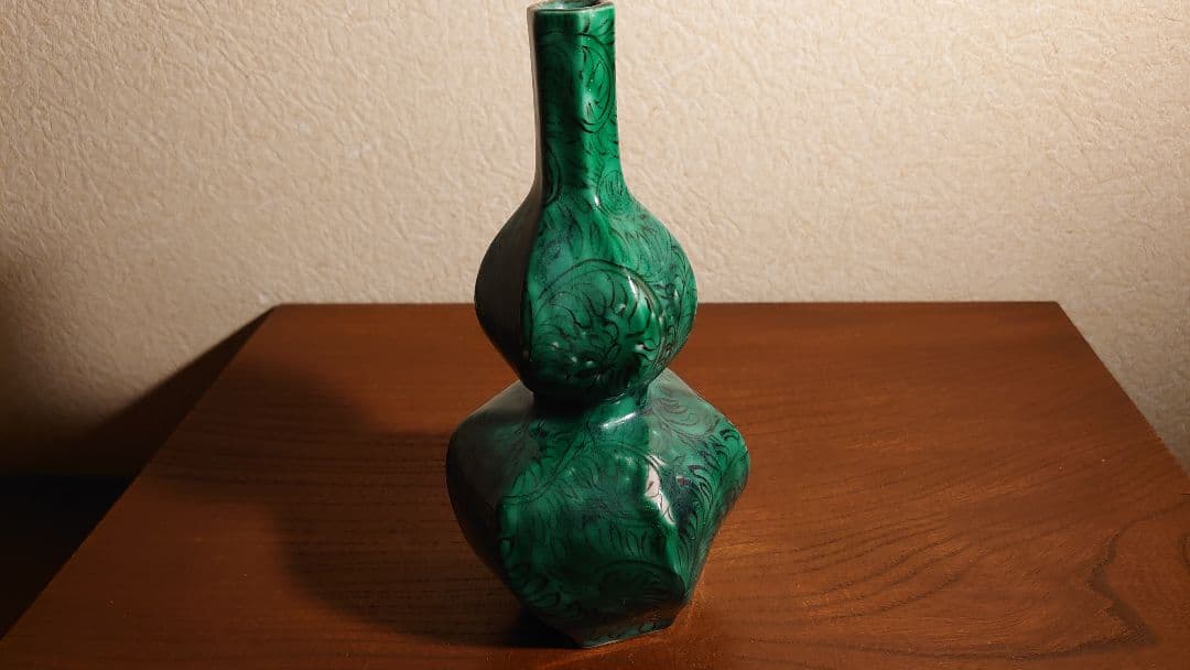 古九谷　九谷焼　徳利　ねじり　花入　蔵出し　江戸期　角福　緑釉　１客