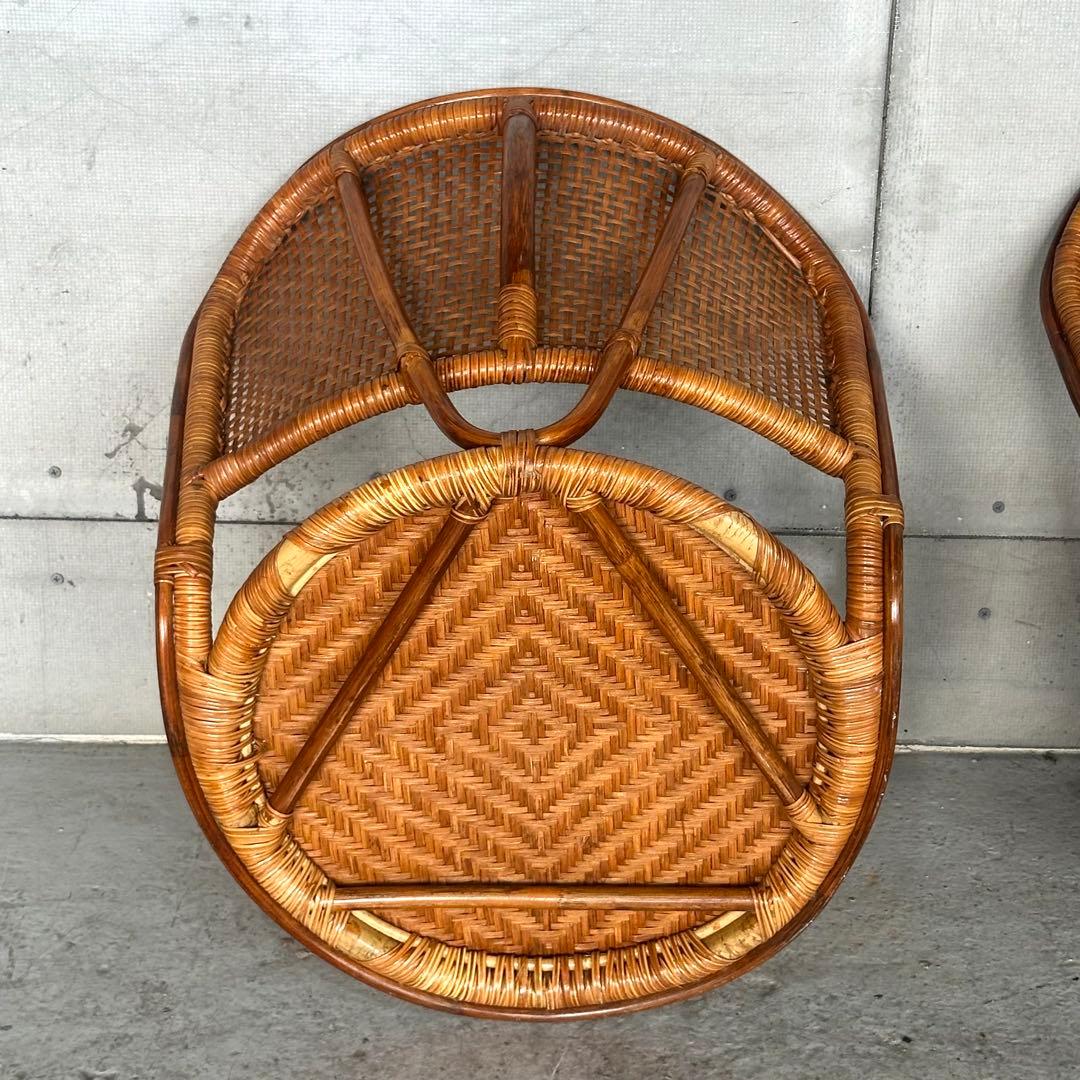 ꧁オールドラタン꧂籐ラタンフレーム 座椅子 ナチュラル天然素材　2脚セット
