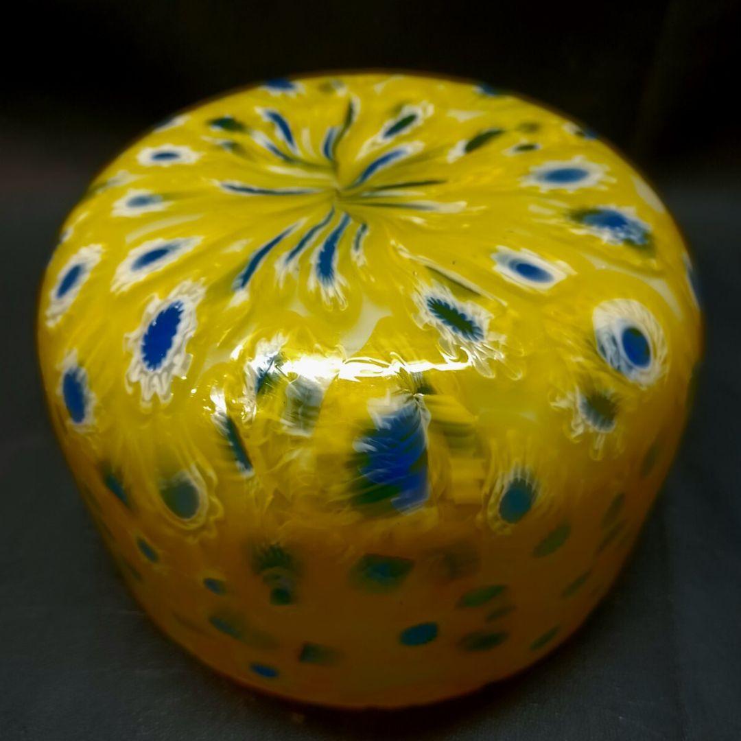 MURANO GLASS 蓋物 イエロー ミルフィオリ お碗