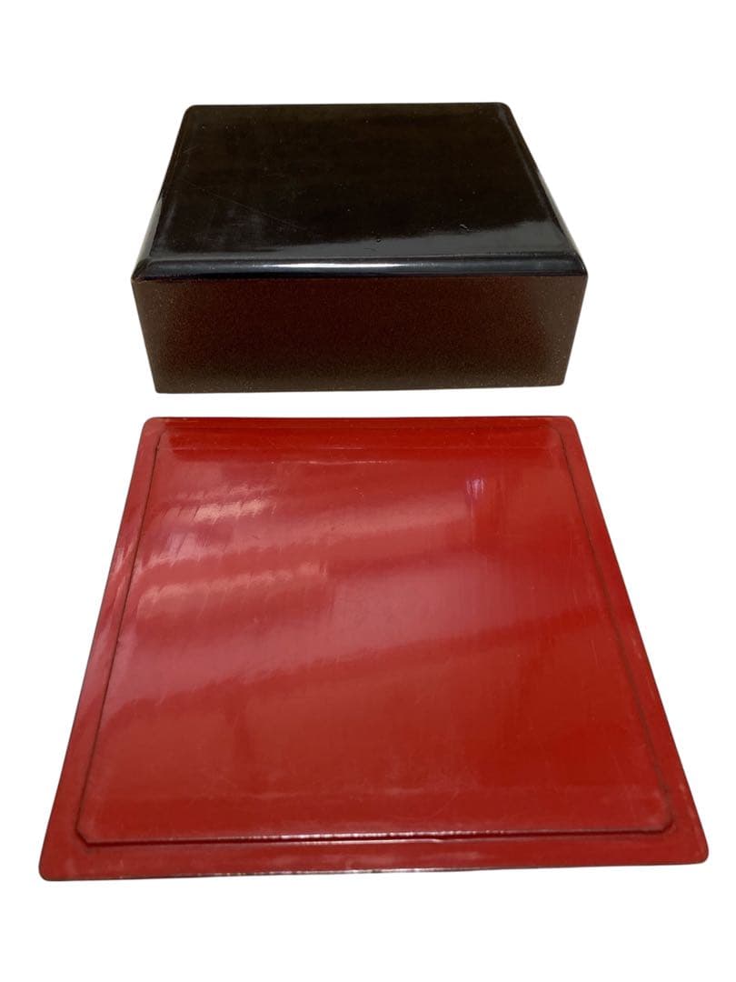 晴霞堂　内朱五寸五段両開重箱　桜皮　大正時代