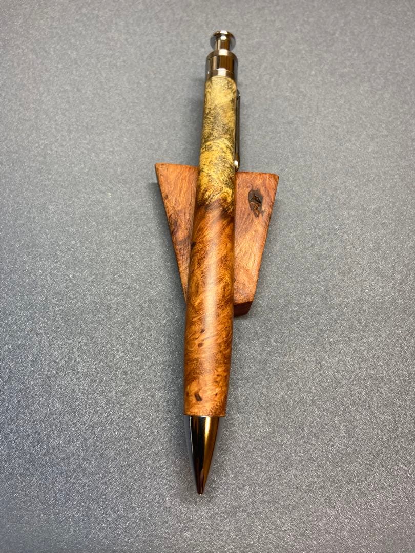 (山田オフコース)工房楔　花梨紅白こぶ杢シャープペン0.5ミリ おまけ付き