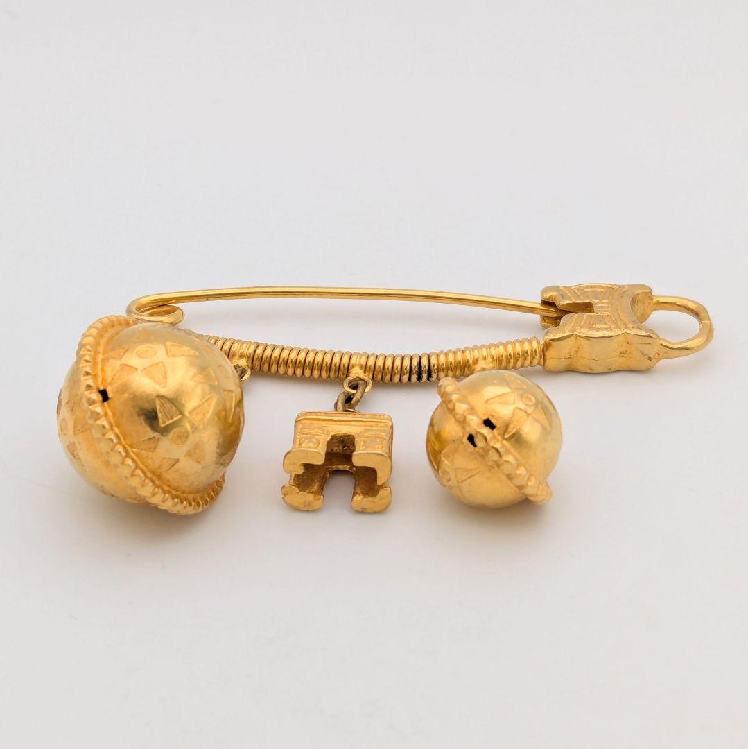 希少 セリーヌ CELINE マカダム 凱旋門 スターボール ブローチ ゴールド