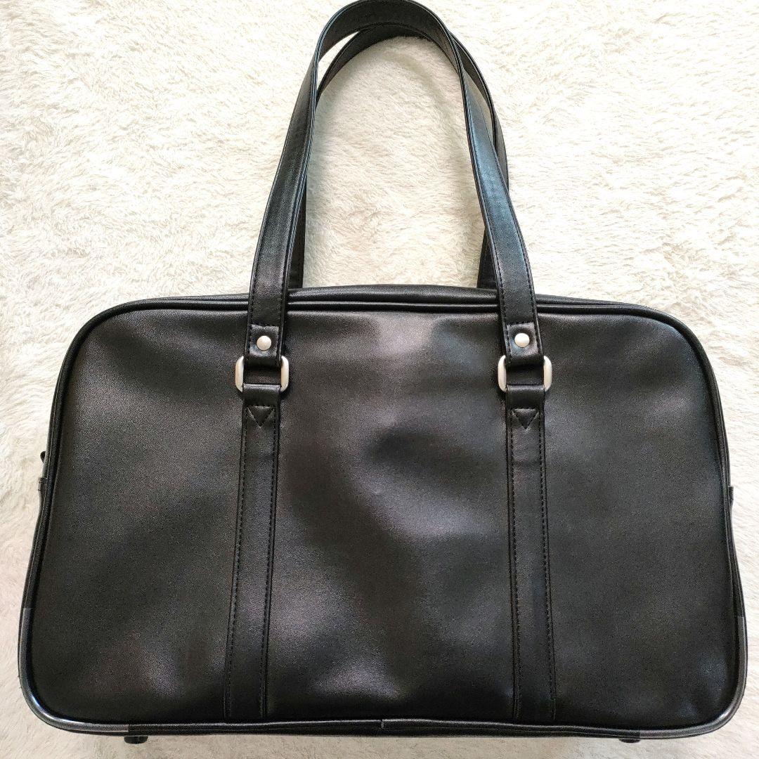 EAST BOY スクールバッグ 合皮 ブラック 赤女神 刺繍 スクバ