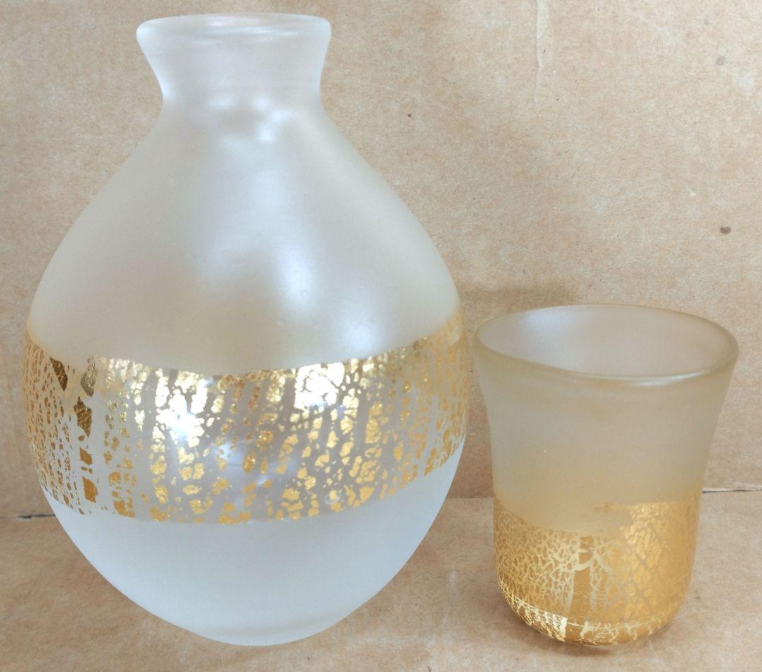 【本物保証】藤田喬平 金彩徳利&硬質金彩ぐい呑セット 共箱 美品 文化勲章受章